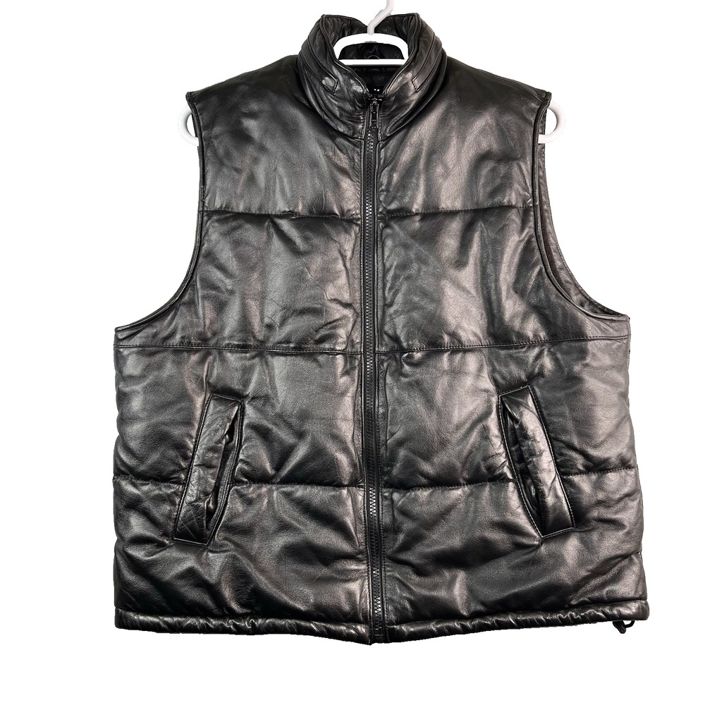 Vintage Wilson's M.Julian Black Leather Puffer Vest Men's Large